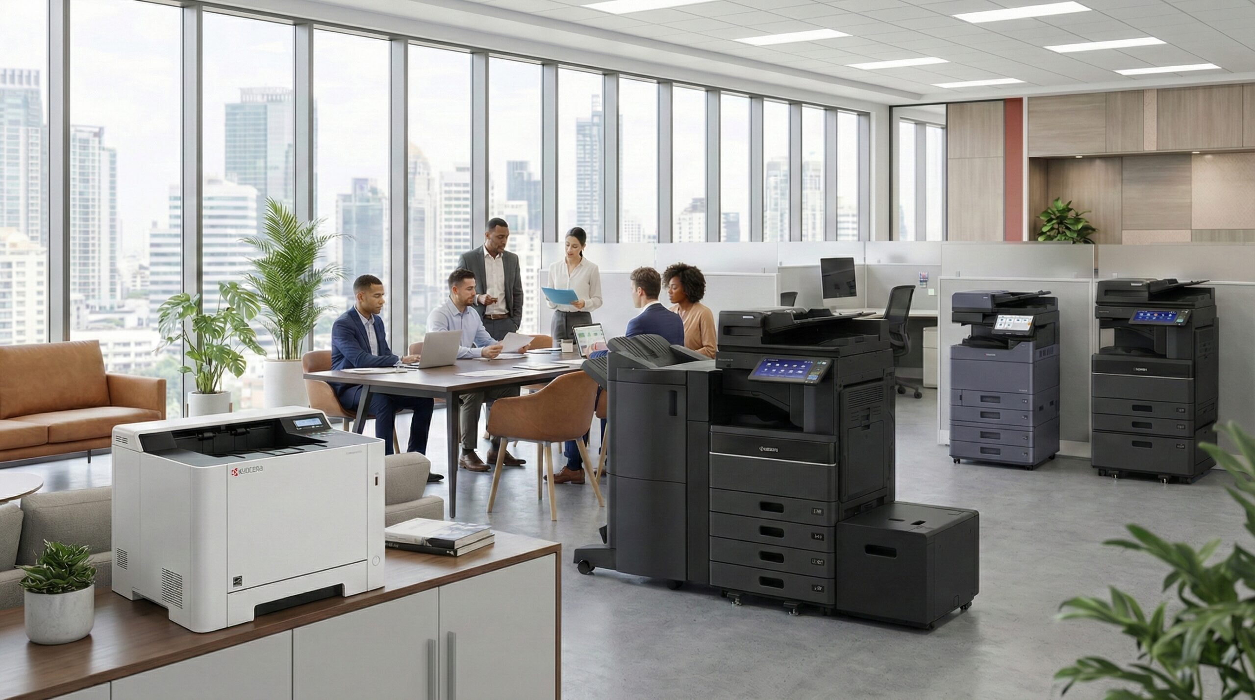 White printer ejecting papers